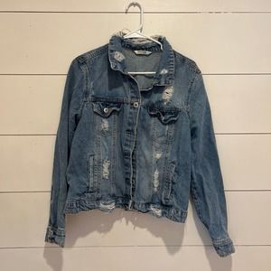 Youth‎ Girls Highway Premium Denim Jean Jacket Distressed SZ XL